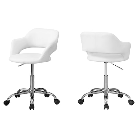 Office Chair, Adjustable Height, Swivel, Ergonomic, Armrests, Computer Desk, Work, Metal, White